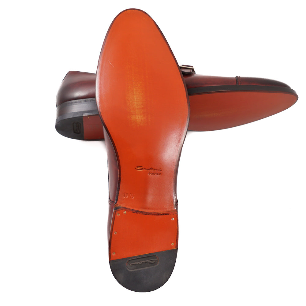 Santoni Red Double-Buckle Monk Strap - Top Shelf Apparel