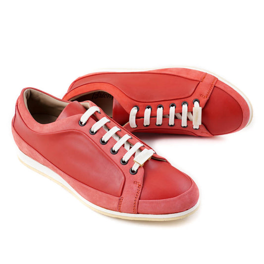 Brioni Coral Red Satin Calf Leather Sneakers - Top Shelf Apparel