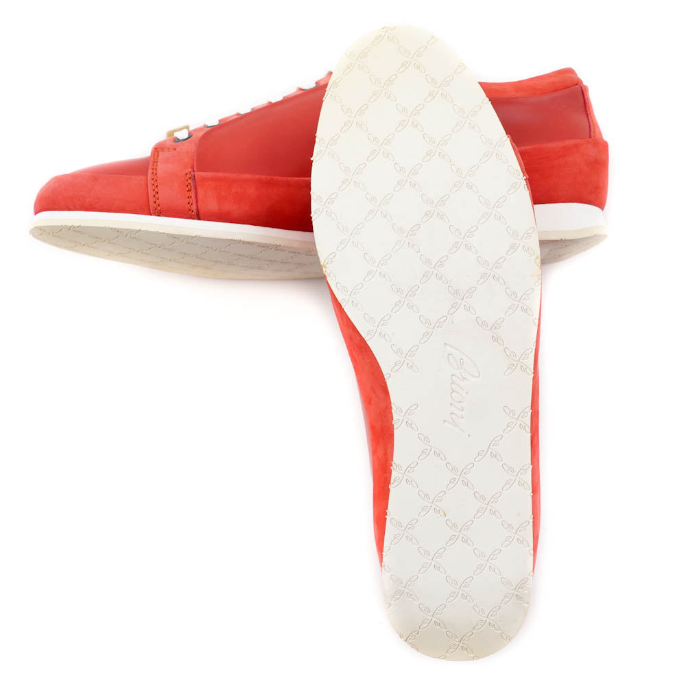 Brioni Coral Red Satin Calf Leather Sneakers - Top Shelf Apparel