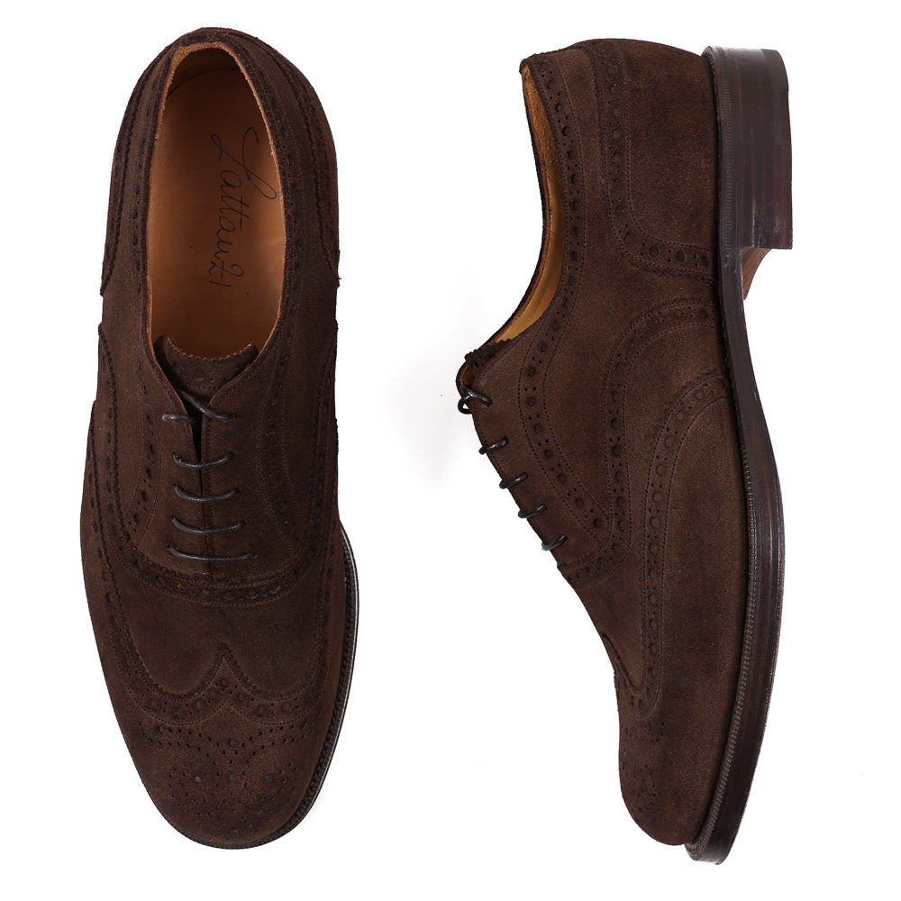 Silvano Lattanzi Wingtip in Chocolate Suede - Top Shelf Apparel