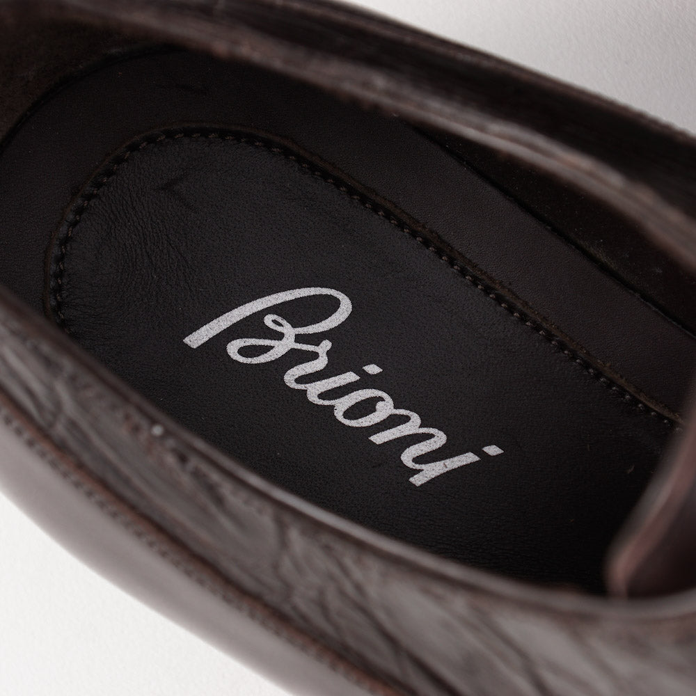 Brioni Dark Brown Shoes with Crocodile Detail - Top Shelf Apparel