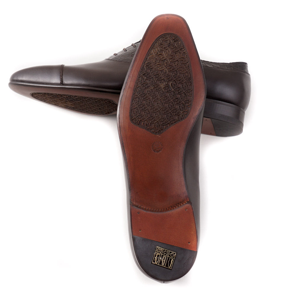 Brioni Dark Brown Shoes with Crocodile Detail - Top Shelf Apparel