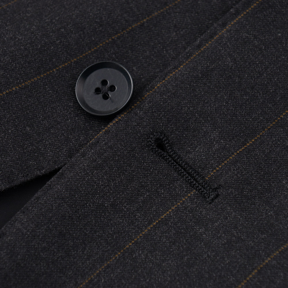 Isaia Dark Gray and Gold Stripe Wool Suit - Top Shelf Apparel
