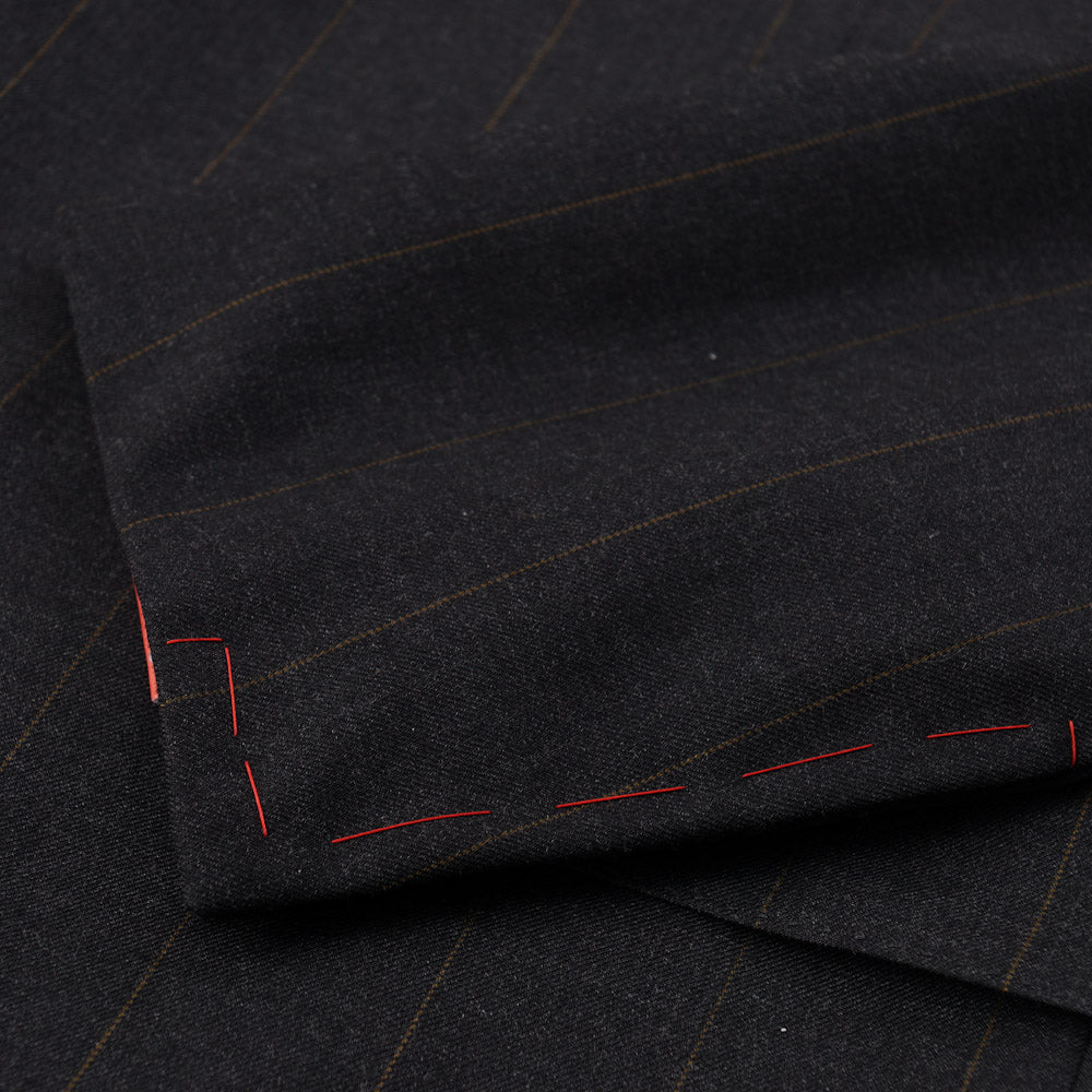 Isaia Dark Gray and Gold Stripe Wool Suit - Top Shelf Apparel