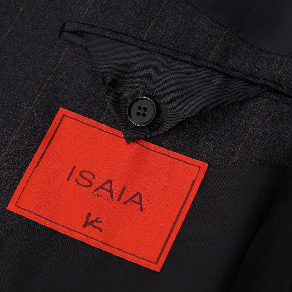 Isaia Dark Gray and Gold Stripe Wool Suit - Top Shelf Apparel