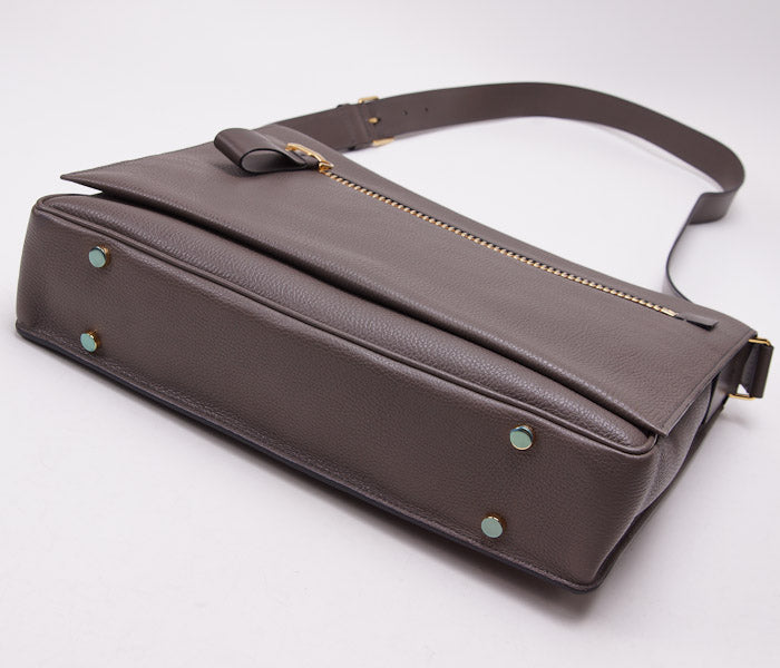 Tom Ford 'Buckley' Gray Leather Messenger Bag - Top Shelf Apparel