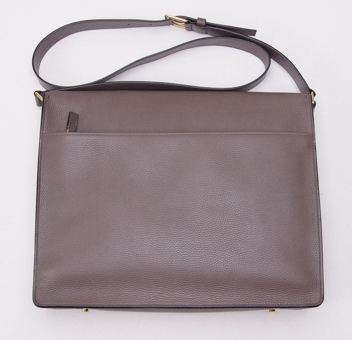Tom Ford 'Buckley' Gray Leather Messenger Bag - Top Shelf Apparel