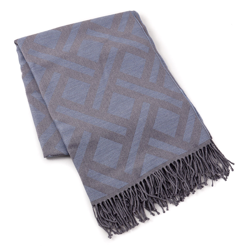Battisti Gray Geometric Wool Throw Blanket - Top Shelf Apparel