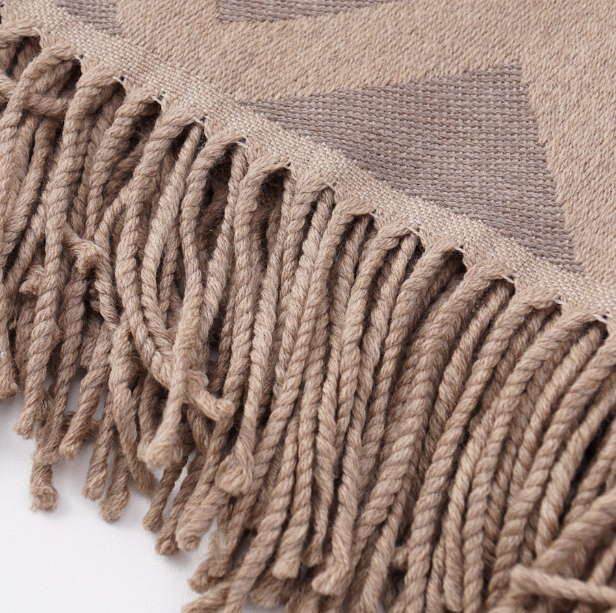 Battisti Tan Geometric Wool Throw Blanket - Top Shelf Apparel