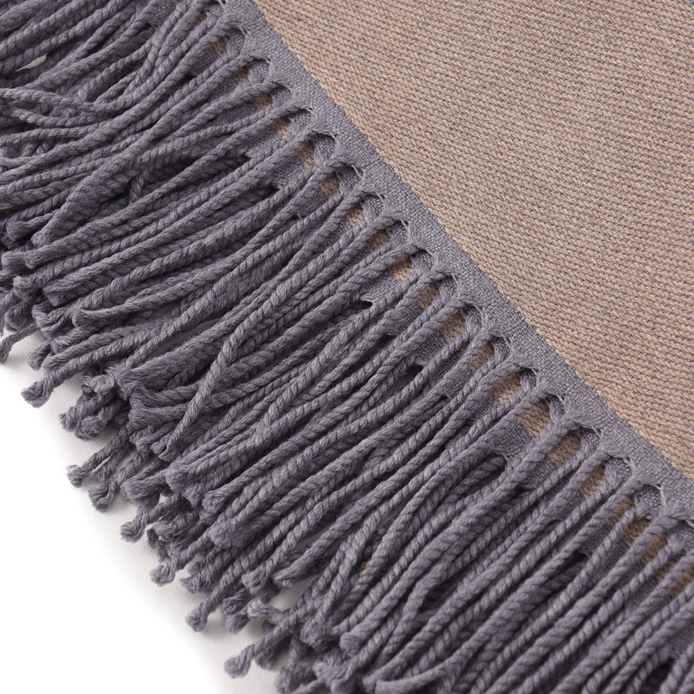 Battisti Tan and Gray Birdseye Wool Throw Blanket - Top Shelf Apparel