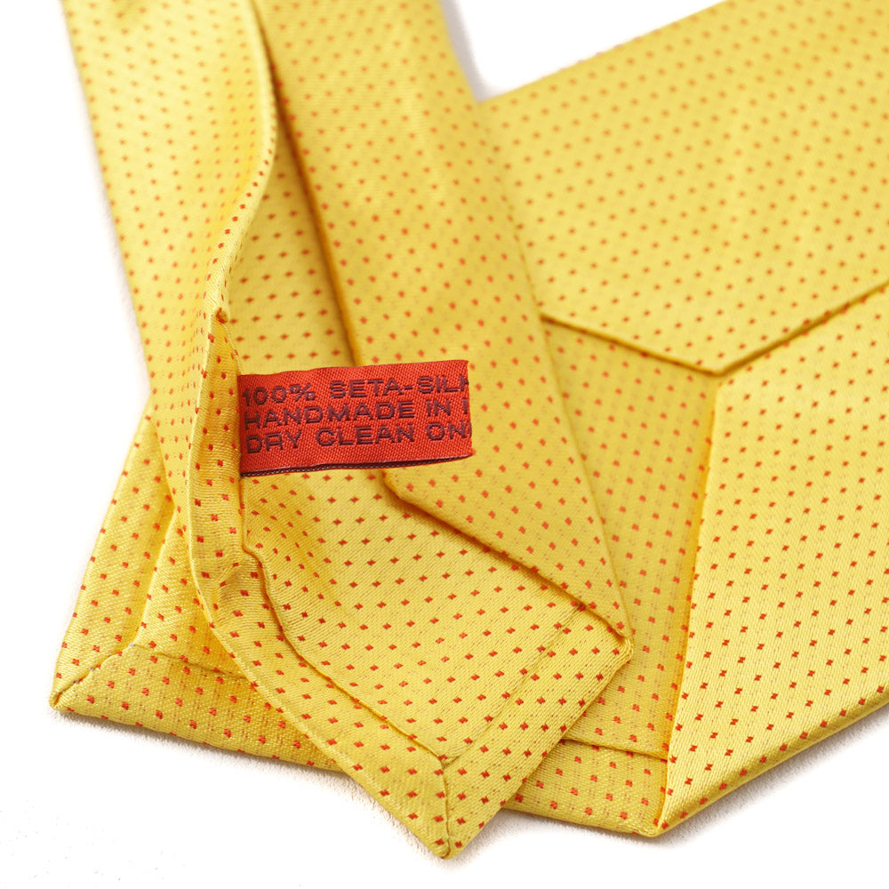 Isaia Lemon Yellow Pindot Silk Tie - Top Shelf Apparel
