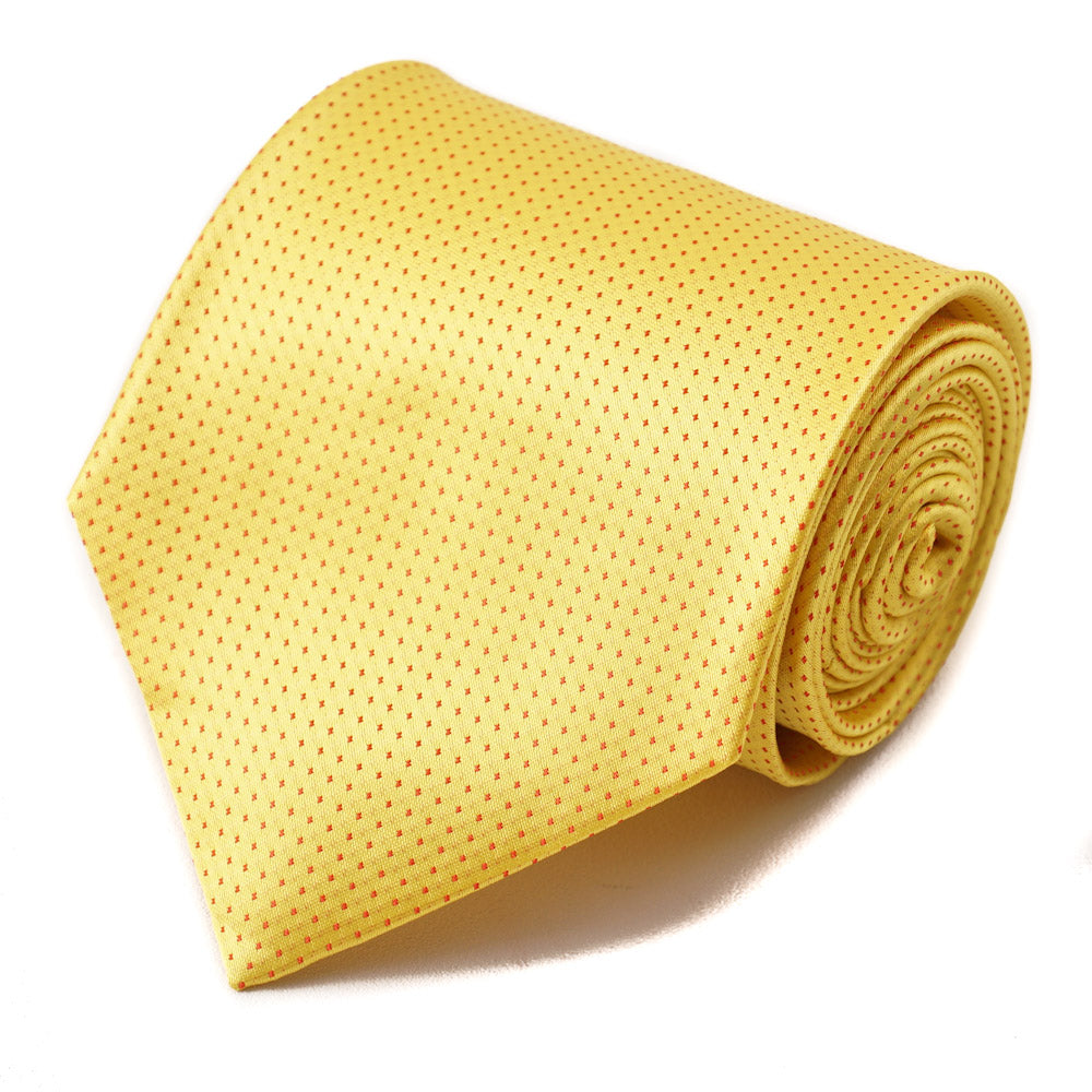Isaia Lemon Yellow Pindot Silk Tie - Top Shelf Apparel
