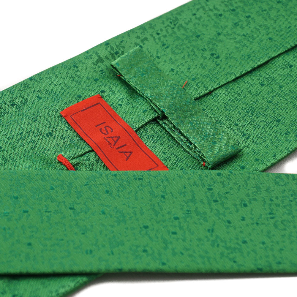 Isaia Bright Melon Green Patterned Silk Tie - Top Shelf Apparel