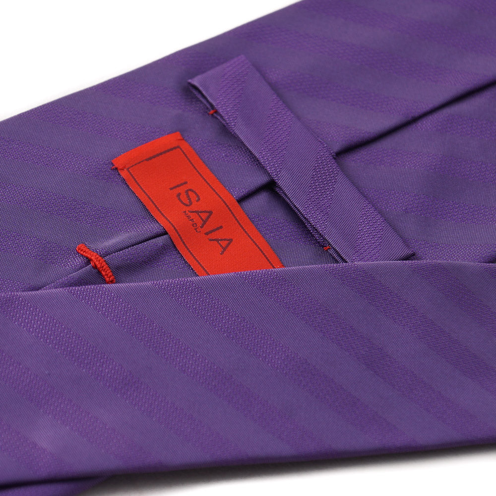 Isaia Purple Ribbon Striped Silk Tie - Top Shelf Apparel