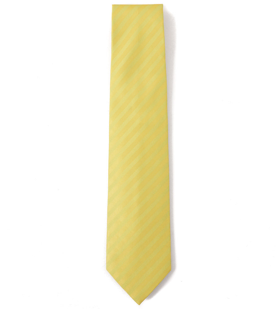 Isaia Lemon Yellow Ribbon Striped Silk Tie - Top Shelf Apparel