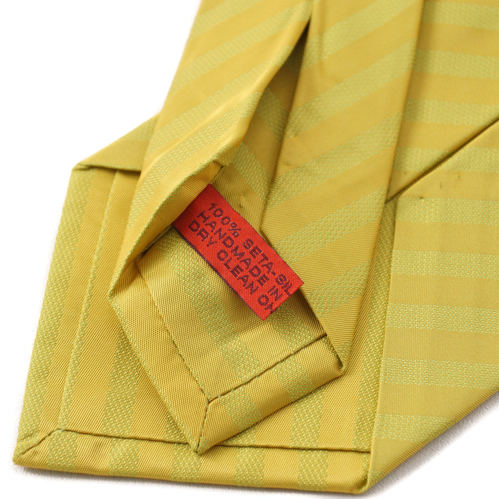 Isaia Lemon Yellow Ribbon Striped Silk Tie - Top Shelf Apparel