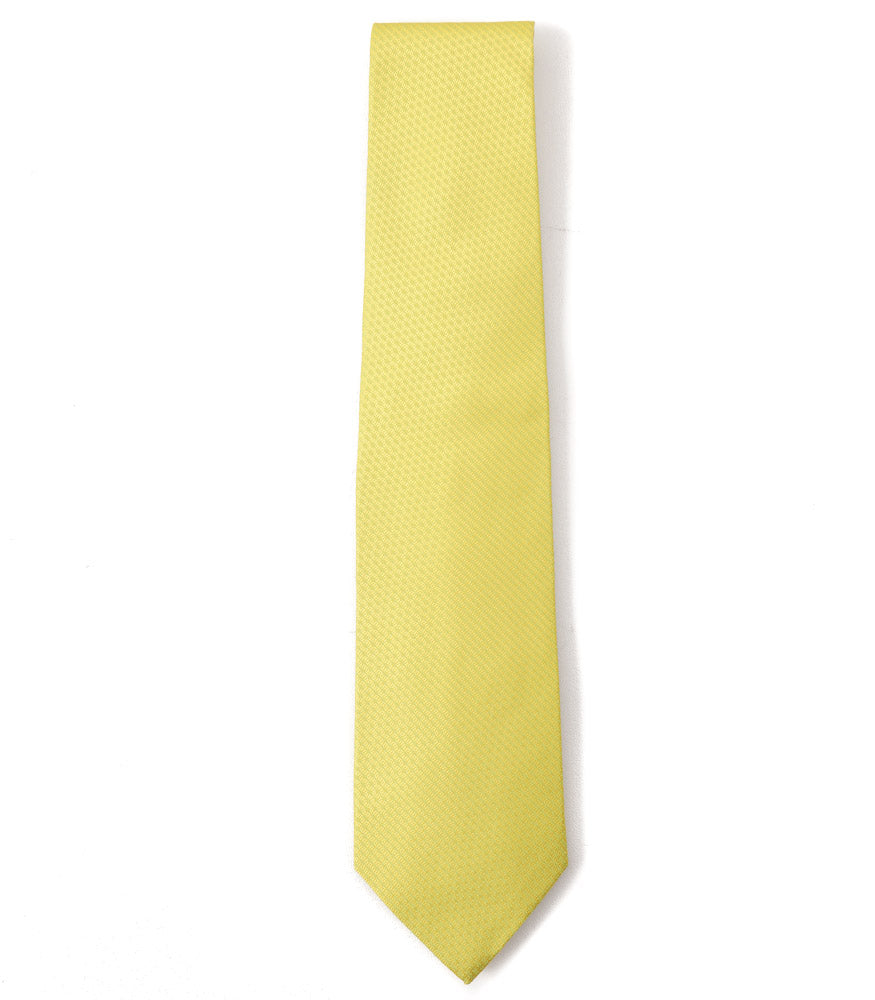 Isaia Lemon Yellow Patterned Silk Tie - Top Shelf Apparel