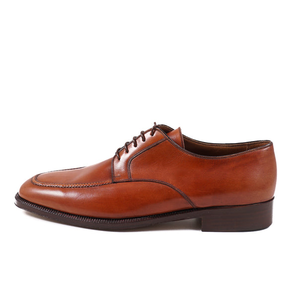 $8,000 Silvano Lattanzi Burnished Museum Finish Split Toe Derby Shoes 6.5/7 Silvano Lattanzi Whiskey Brown Medallion Tip Derby US 7.5  main image 2