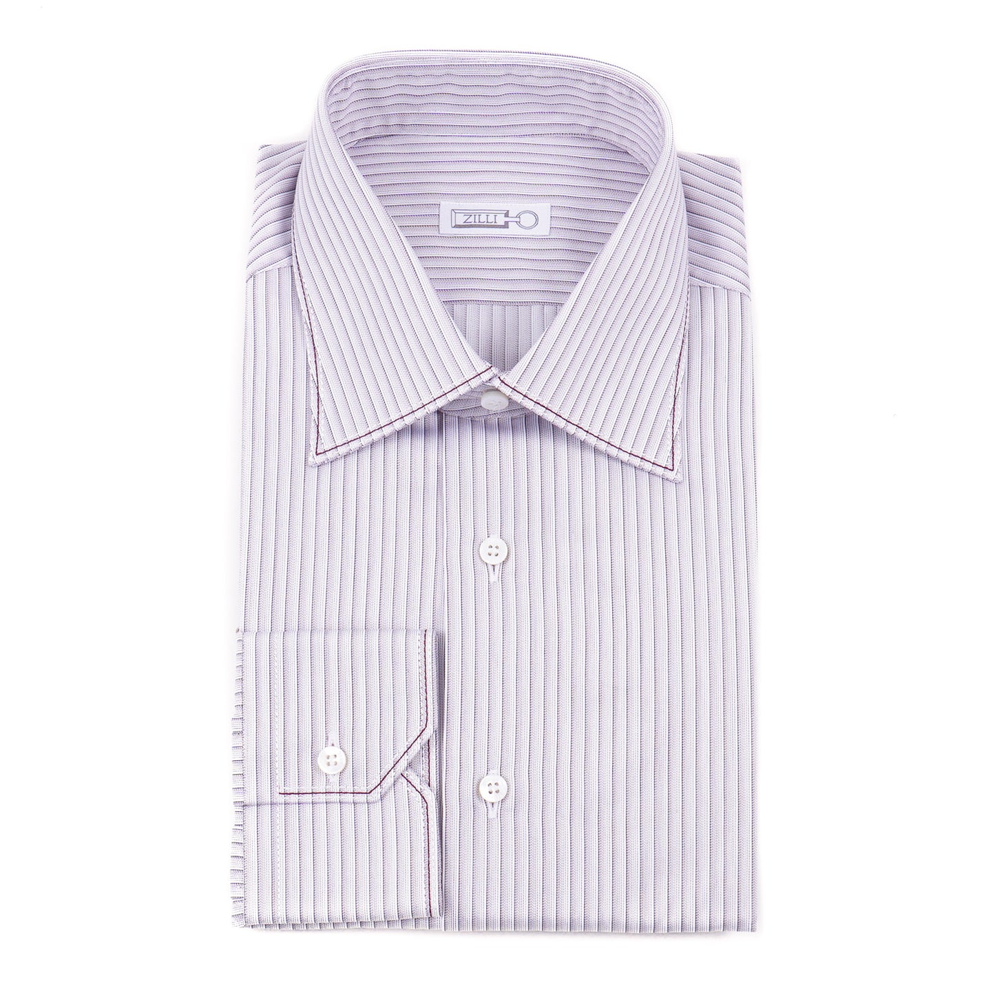 Zilli Plum Purple Stripe Cotton Dress Shirt - Top Shelf Apparel