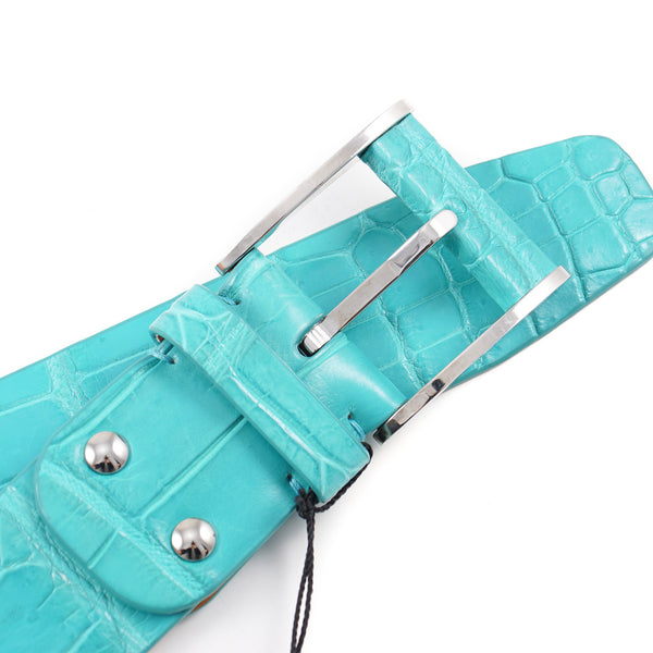 Vintage Circa Genuine Turquoise Alligator Belt Turquoise Alligator Genuine Leather Skin Men main image 3