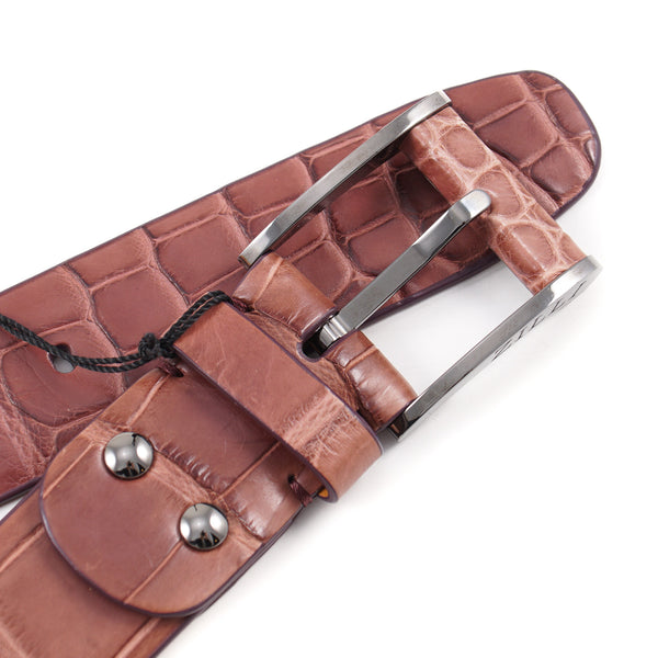 Zilli Crocodile Belt with Diamond Knurled Buckle 40W