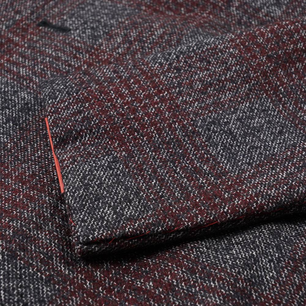 Isaia Gray-Burgundy Check Wool Sport Coat - Top Shelf Apparel