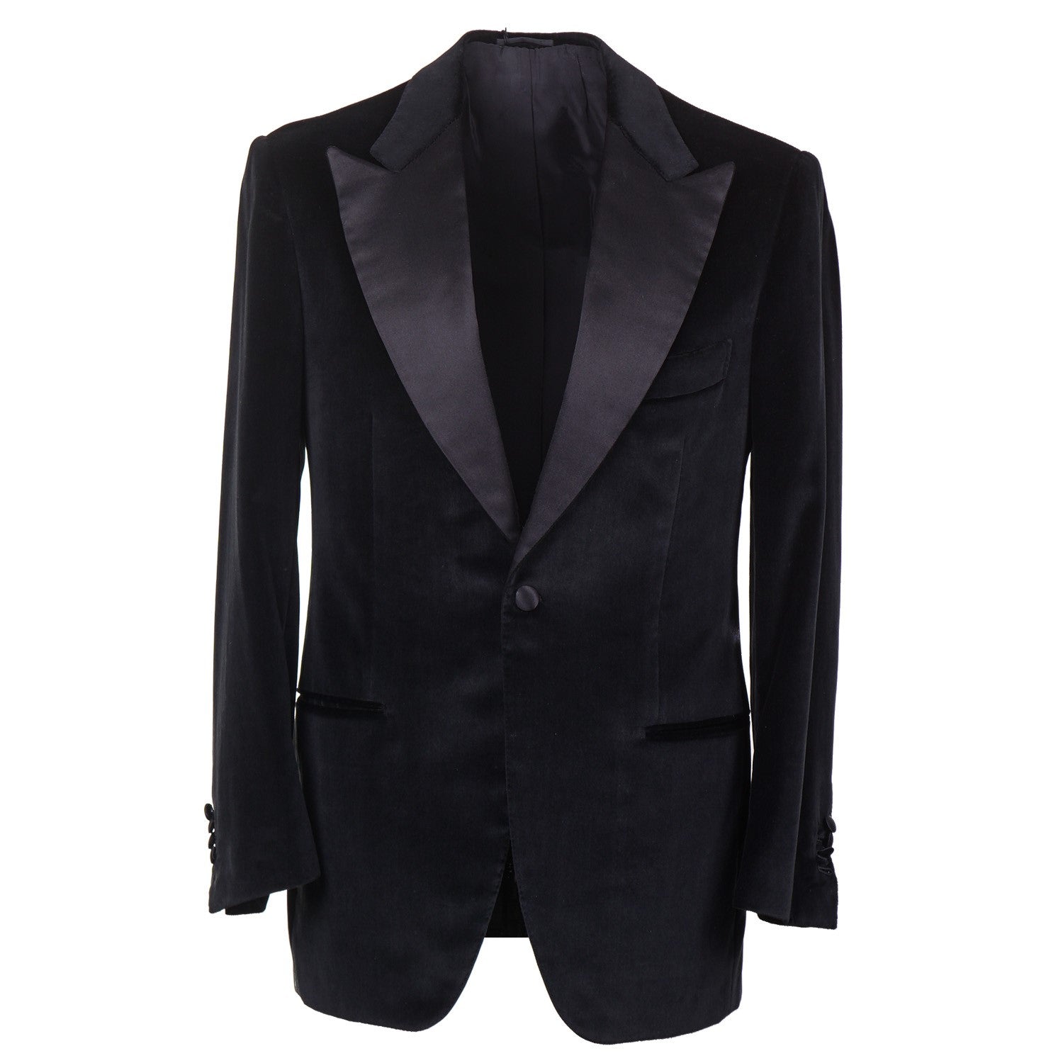 Kiton Black Velvet Tuxedo with Peak Lapels - Top Shelf Apparel