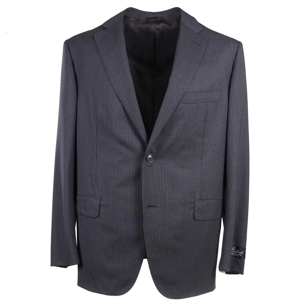 Belvest Gray Stripe Super 130s Suit - Top Shelf Apparel
