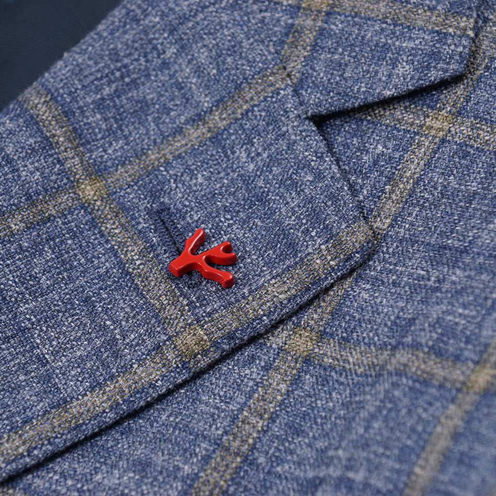 Isaia Blue Check Wool-Silk-Linen Sport Coat - Top Shelf Apparel