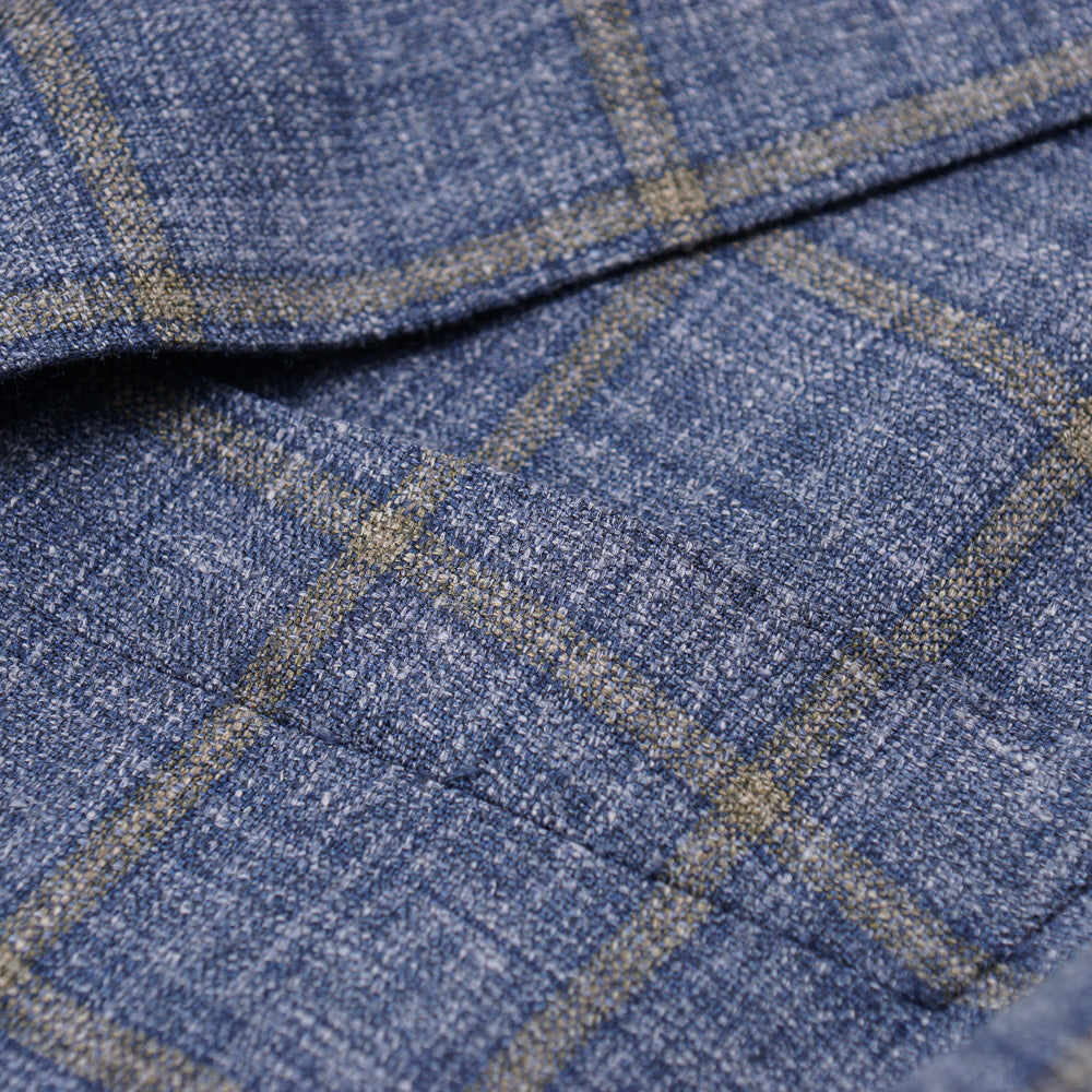 Isaia Blue Check Wool-Silk-Linen Sport Coat - Top Shelf Apparel