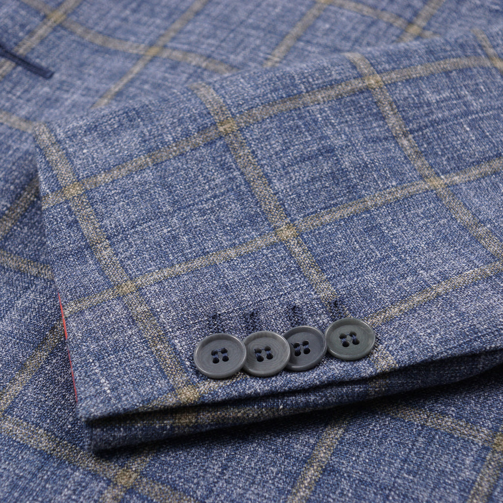 Isaia Blue Check Wool-Silk-Linen Sport Coat - Top Shelf Apparel