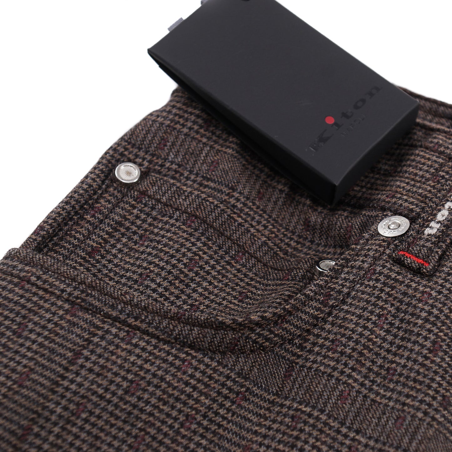 Kiton Slim Fit Five-Pocket Plaid Wool Pants - Top Shelf Apparel