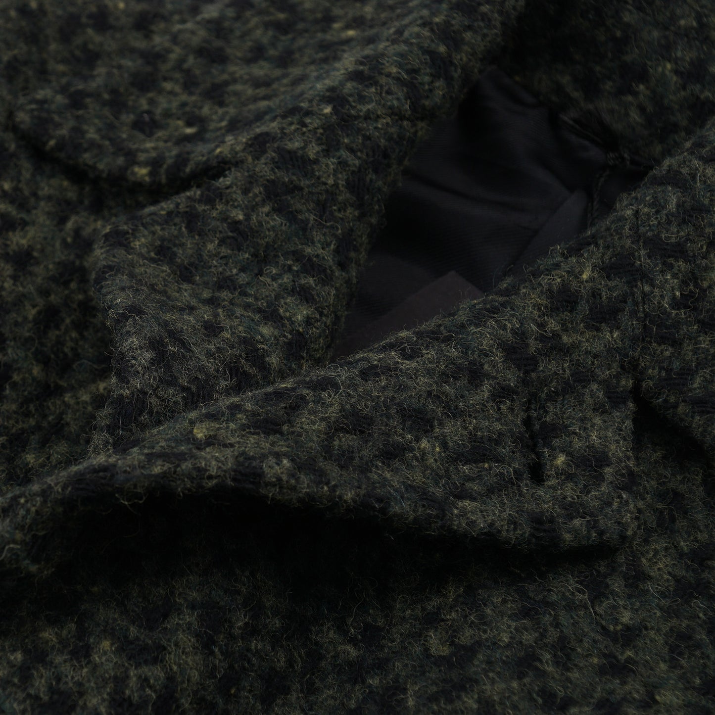 Kiton Dark Green Textured Boucle Wool Overcoat - Top Shelf Apparel