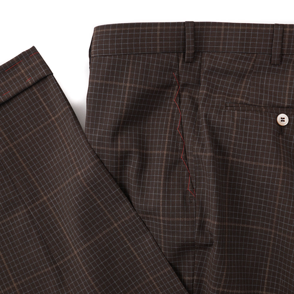 Isaia Brown Check 'Super 130s Travel' Wool Suit - Top Shelf Apparel