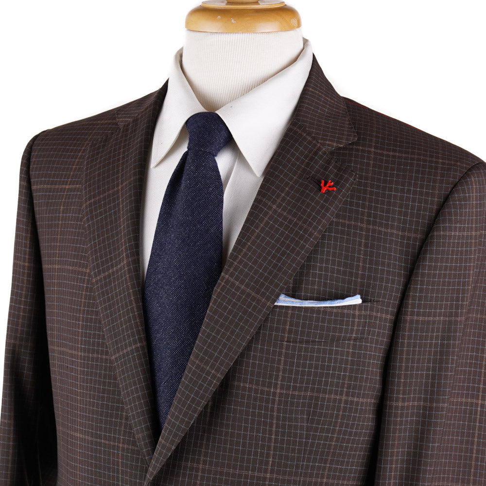 Isaia Brown Check 'Super 130s Travel' Wool Suit - Top Shelf Apparel