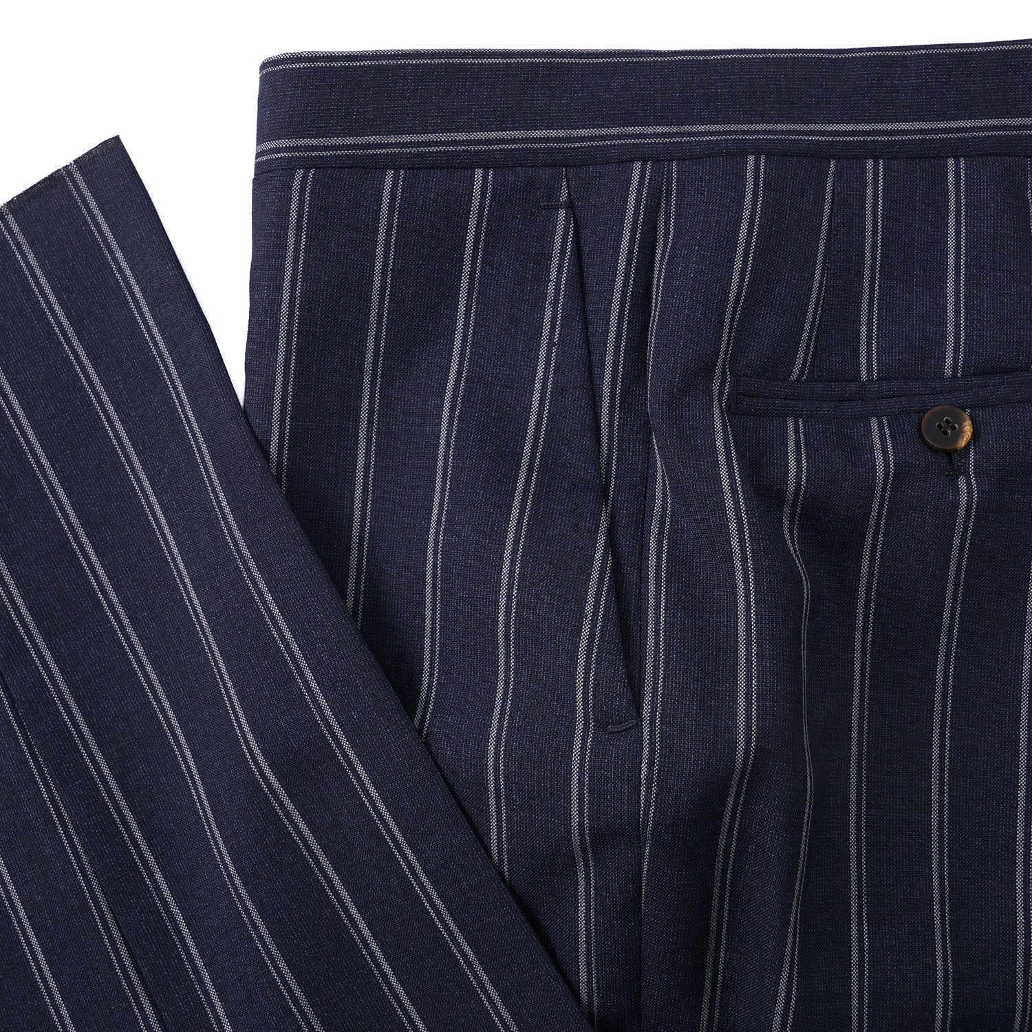 Orazio Luciano Navy Stripe Crisp Wool Suit - Top Shelf Apparel