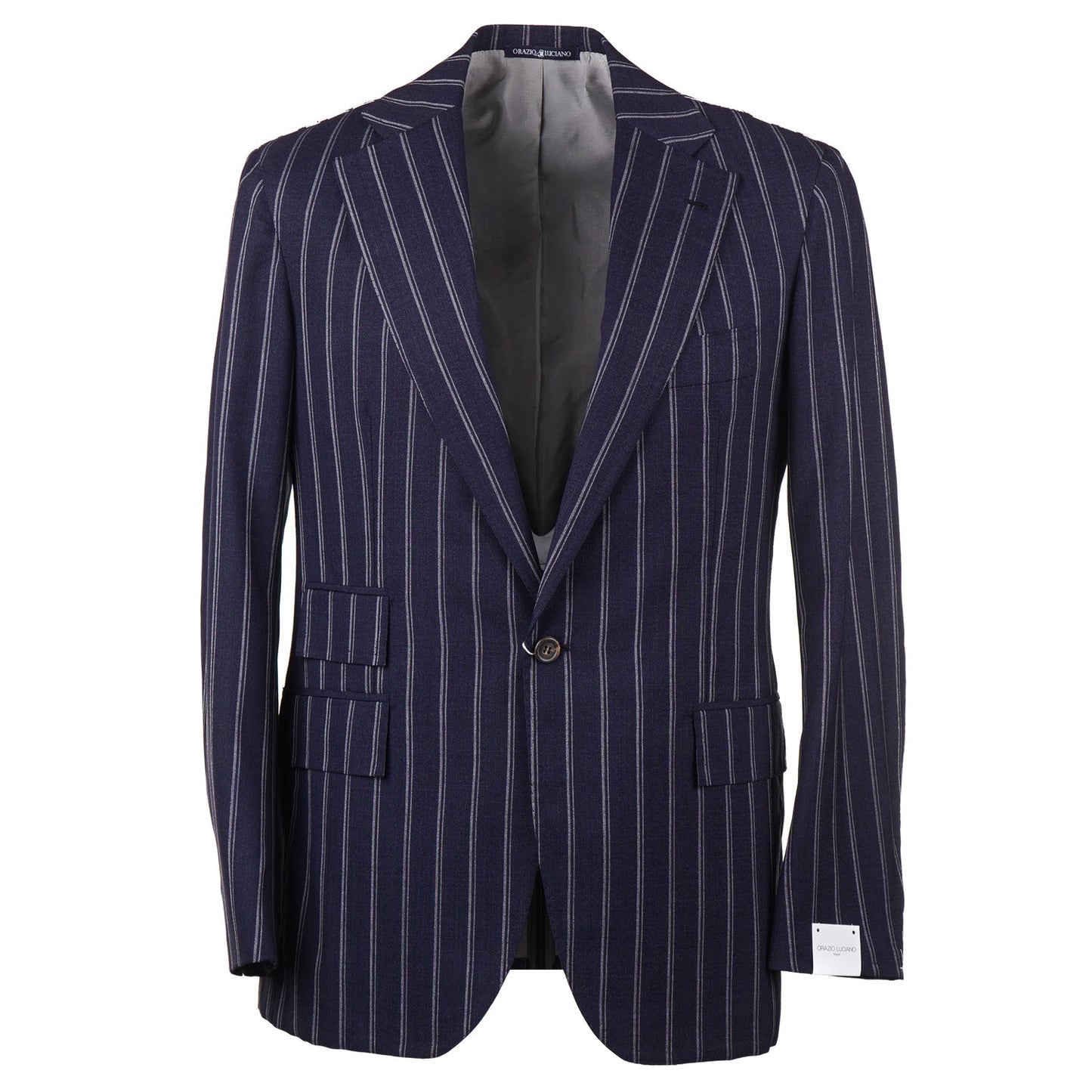 Orazio Luciano Navy Stripe Crisp Wool Suit - Top Shelf Apparel