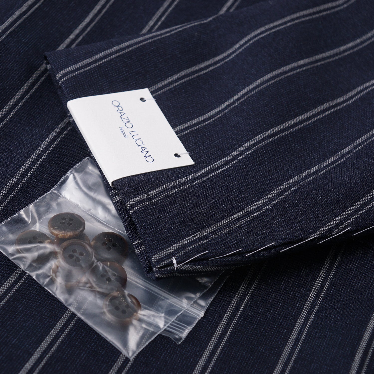 Orazio Luciano Navy Stripe Crisp Wool Suit - Top Shelf Apparel