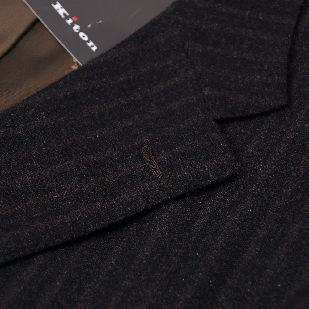 Kiton Dark Charcoal Stripe Cashmere Suit - Top Shelf Apparel