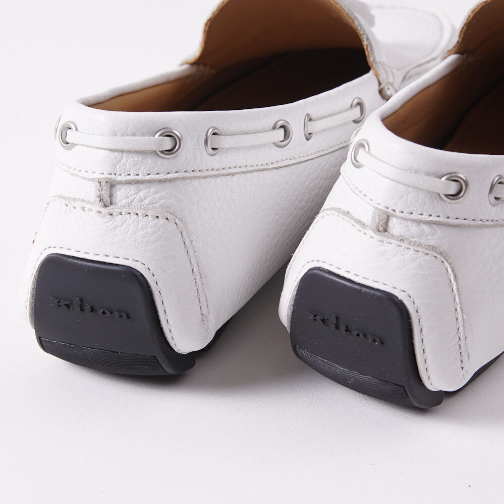 Kiton White Leather Driving Loafers - Top Shelf Apparel