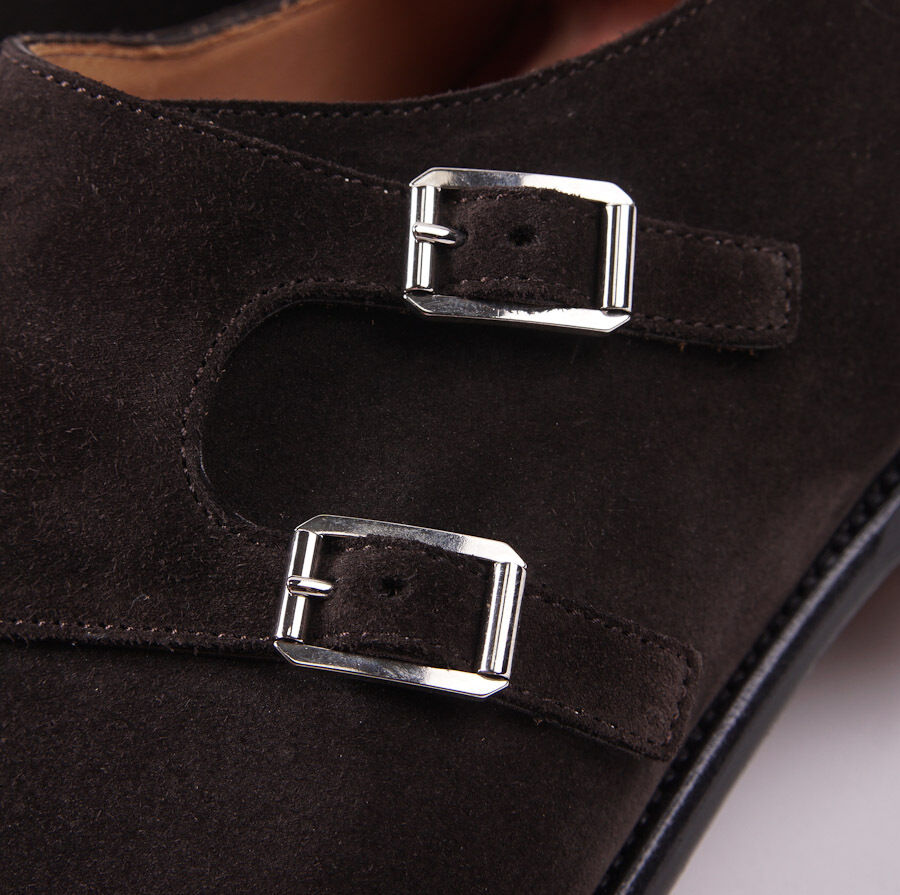 Kiton Suede Double Buckle Monk Strap