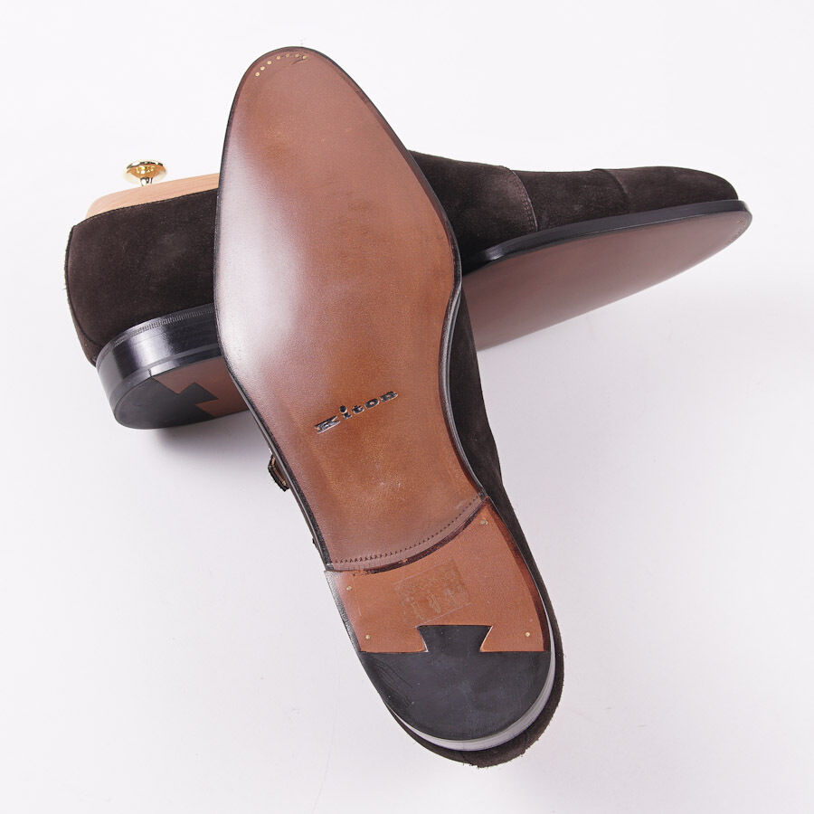 Kiton Suede Double Buckle Monk Strap