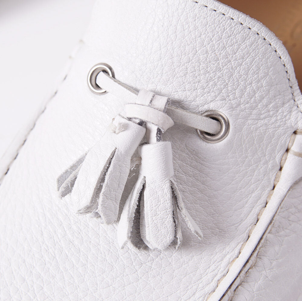 Kiton White Leather Driving Loafers - Top Shelf Apparel