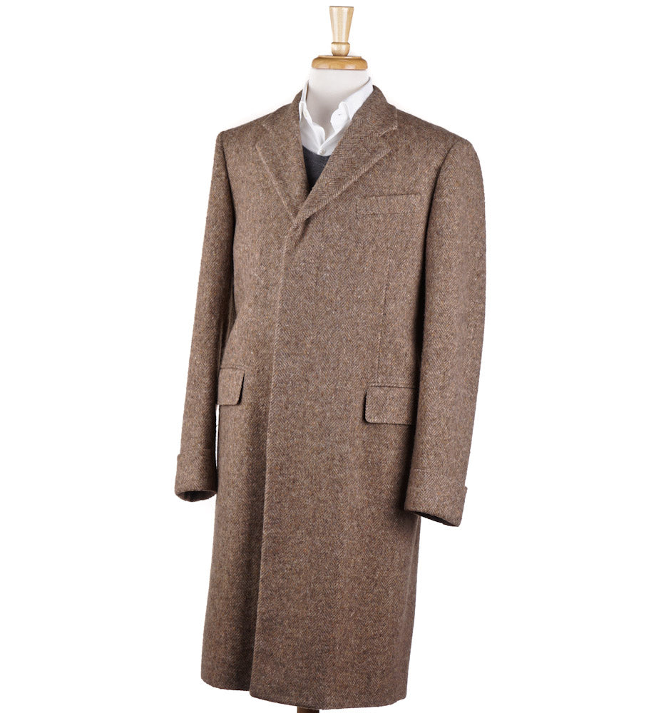 Boglioli Tan Herringbone Soft Wool Overcoat - Top Shelf Apparel