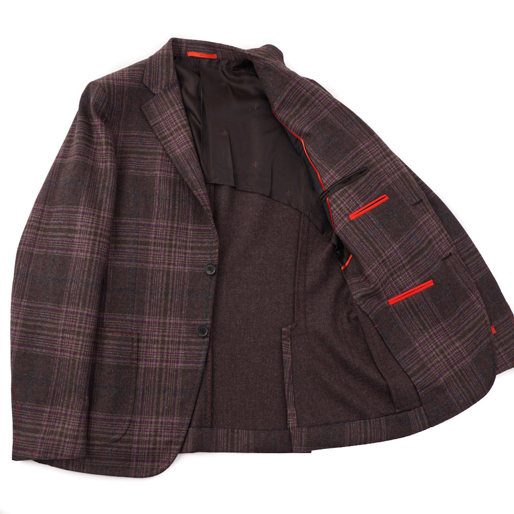 Isaia Brown and Purple Check Wool-Cashmere Sport Coat - Top Shelf Apparel